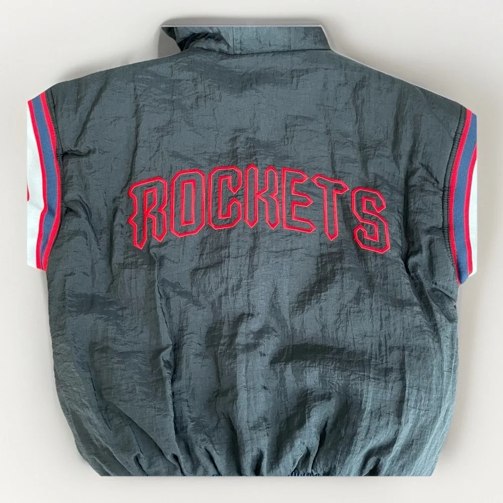 Vintage Pro Player Houston Rockets Puffer Jacket Full Zip Reversible Sz YL 14-16